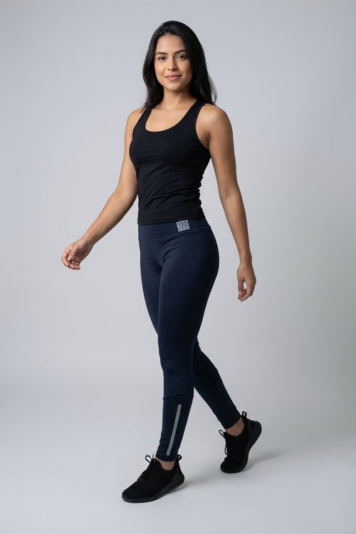 Legging Feminina Azul Marinho Faixa Refletiva