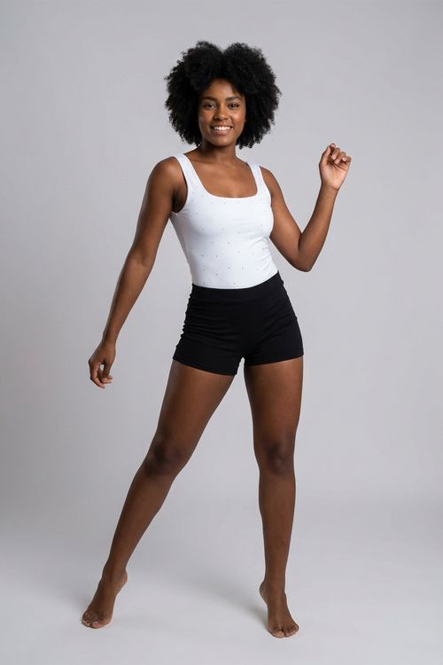 Body Regata Feminina Off White Suplex com Strass