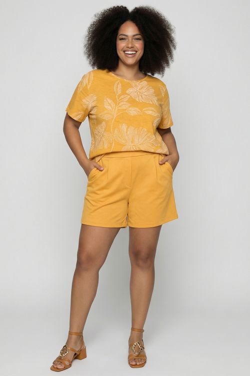 Shorts fem fpm ponto roma amarelo amarelo escuro