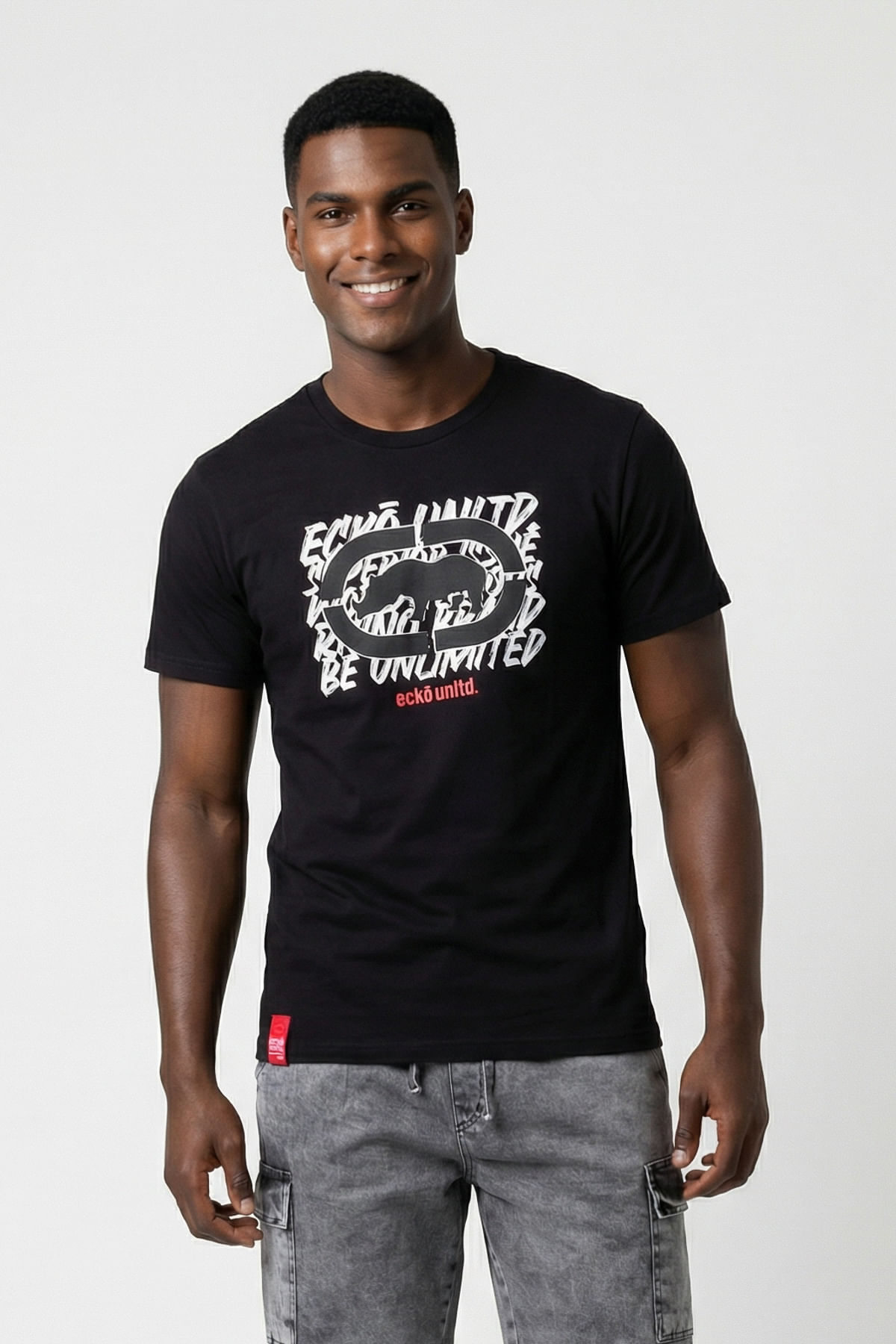 Camiseta Masculina Preta Estampa 'Be Unlimited' Logo Rhino - imagem 1