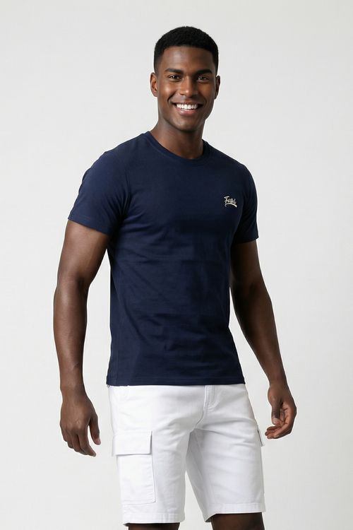 Camiseta Masculina Azul Marinho Estampa Sutil