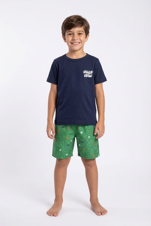 Conjunto Infantil Menino Azul Marinho Estampa Street Style
