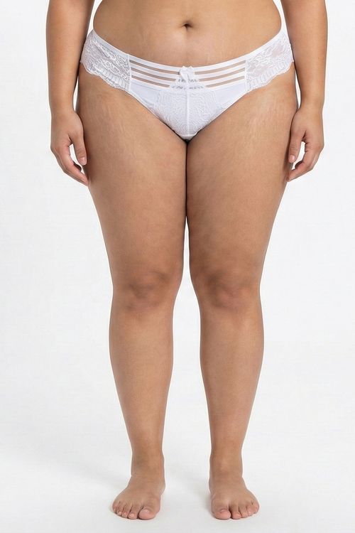 Calcinha Biquíni Feminina Branca Floral