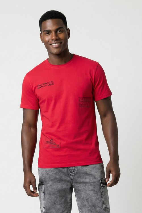 Camiseta Masculina Vermelha Estampa New York City State of Mind