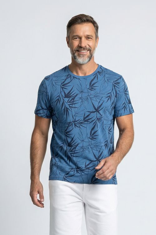 Camiseta Masculina Azul Full Print Botânica