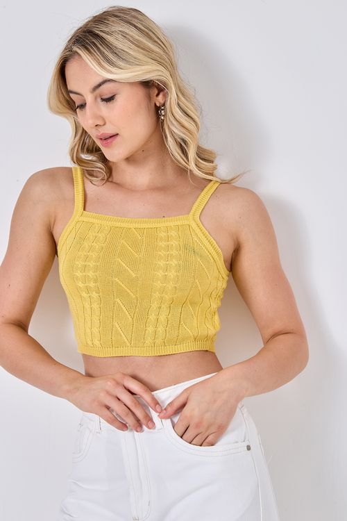 Blusa fem rom s/m tricot lacinho amarelo amarelo claro
