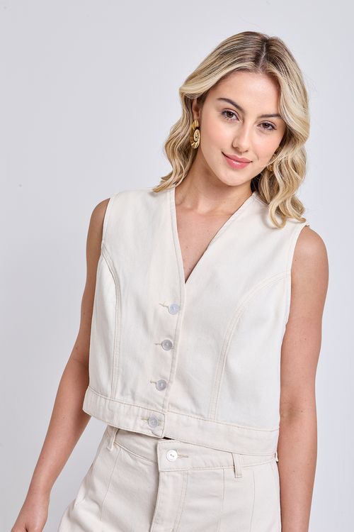 Colete fem aj 474 srj botoes off off white