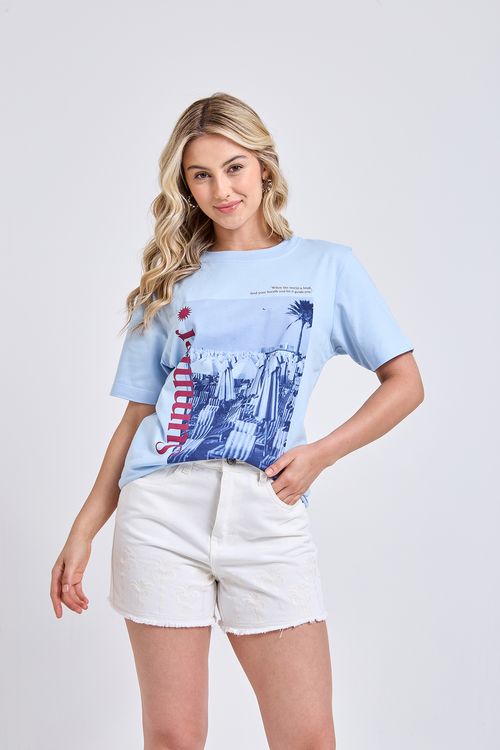 Shorts Feminino Off White Bordado Coqueiros