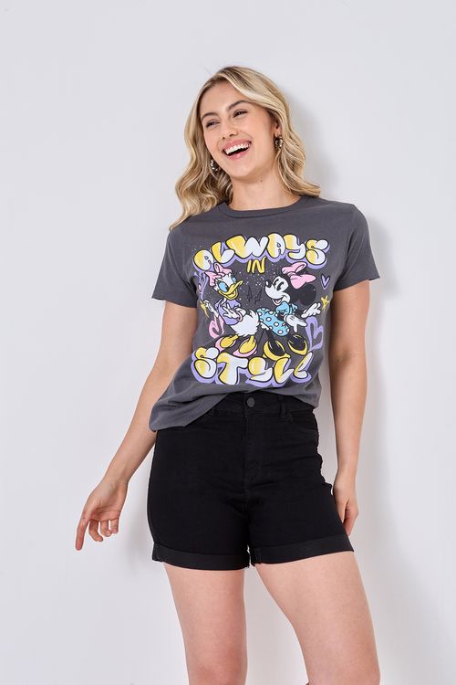 Short Jeans Feminino Preto Básico com Elastano