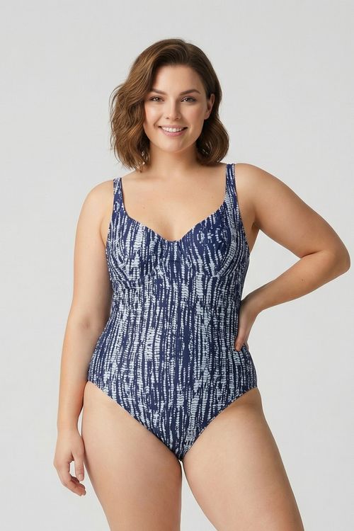 Maiô Feminino Azul Marinho Estampa Abstrata