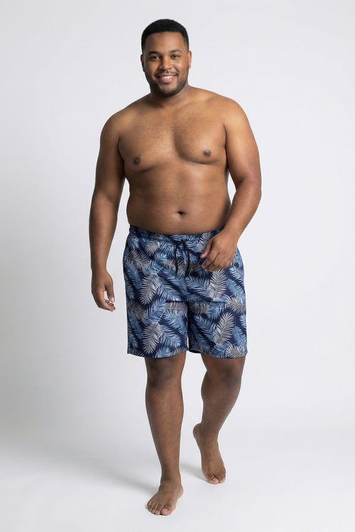 Shorts Masculino Marinho Estampa Tropical Folhas Azuis