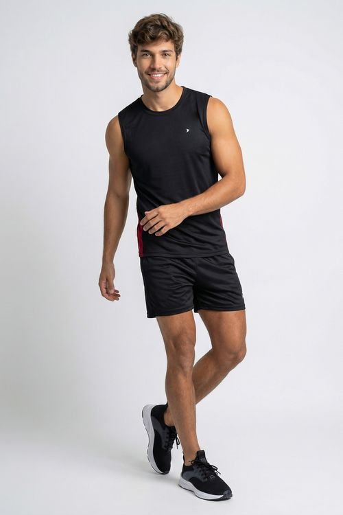 Shorts Esportivo Masculino Preto com Recorte Mesh