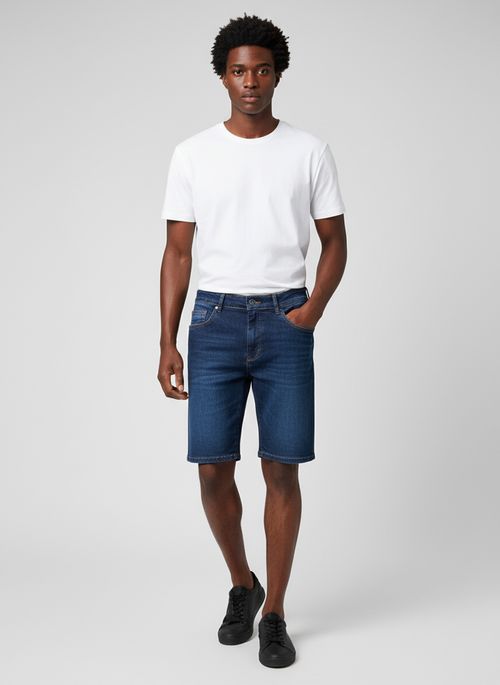 Bermuda Masculina Jeans Caedu Azul Escuro 5 Bolsos