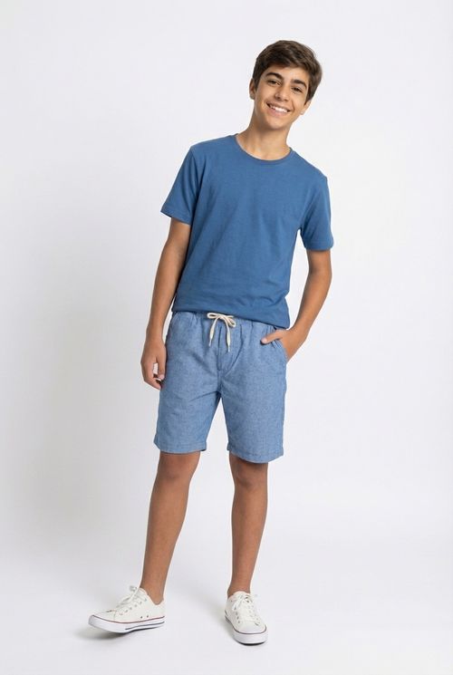 Bermuda Infantil Menino Sarja Eco Azul Médio