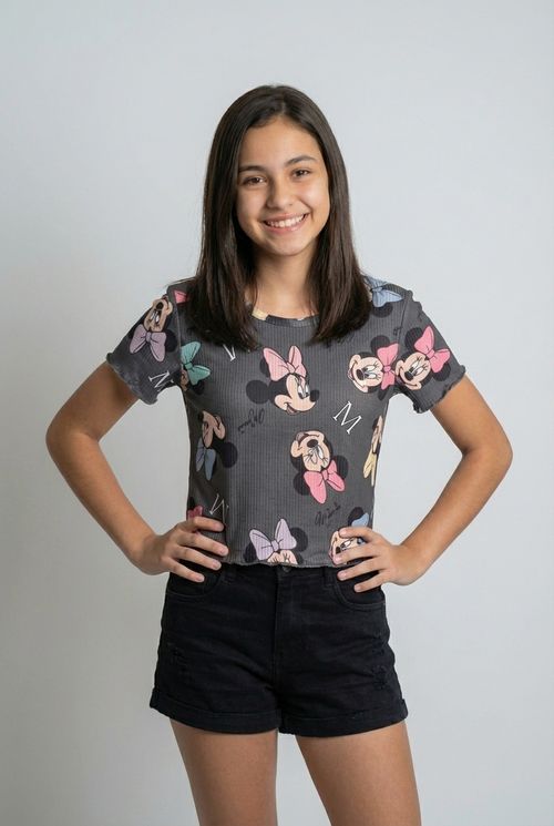 Blusa Cropped Infantil Menina Colorida Juvenil Minnie Mouse