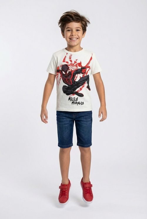 Camiseta Infantil Menino Off White Miles Morales Spider-Man