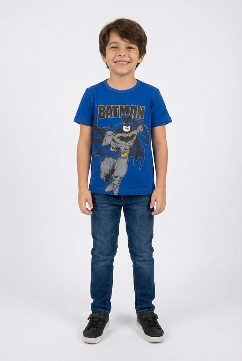 Camiseta Manga Curta Infantil Menino Azul Batman