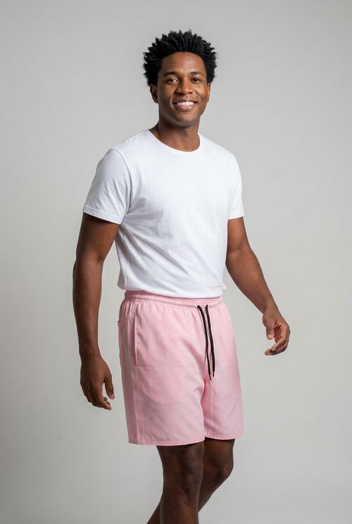 Bermuda Masculina Rosa Claro Estilo Surf