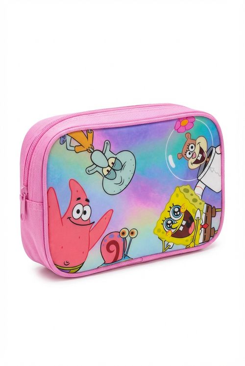 Necessaire Infantil Rosa Estampa Bob Esponja e Turma Tie-Dye