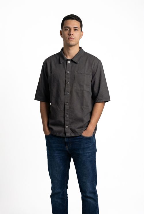 Camisa Manga Curta Masculino Chumbo