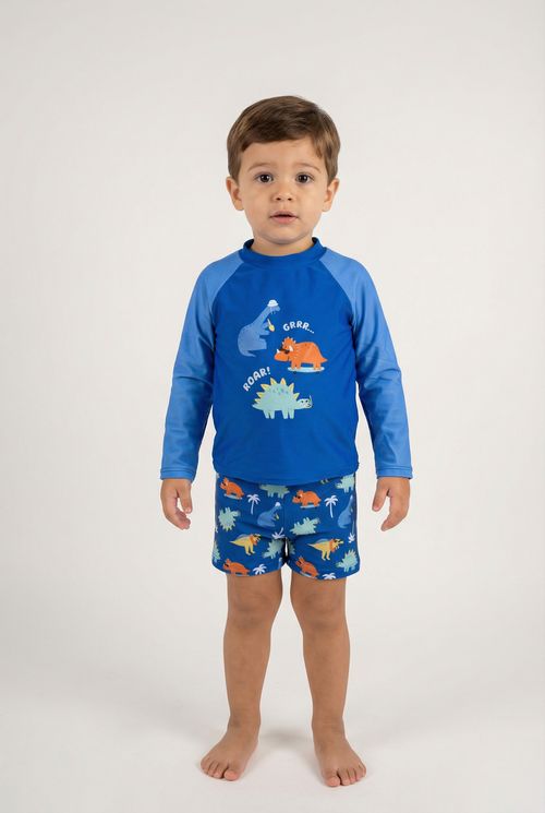 Conjunto Infantil Menino Azul Dinossauros