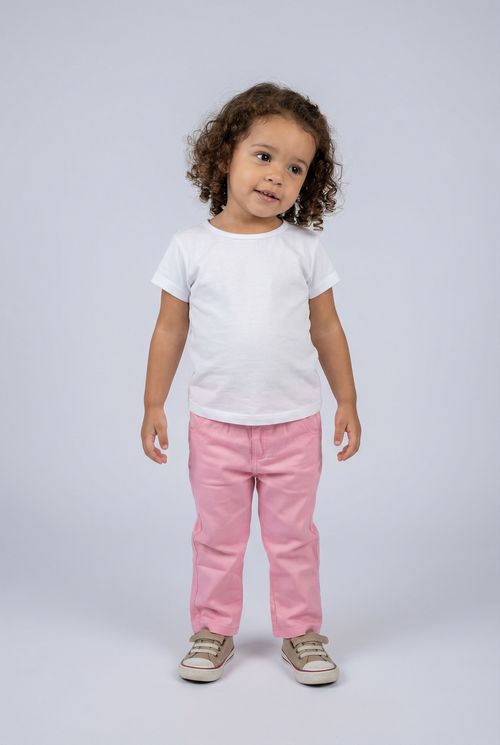 Calça Baggy Infantil Menina Rosa Liso