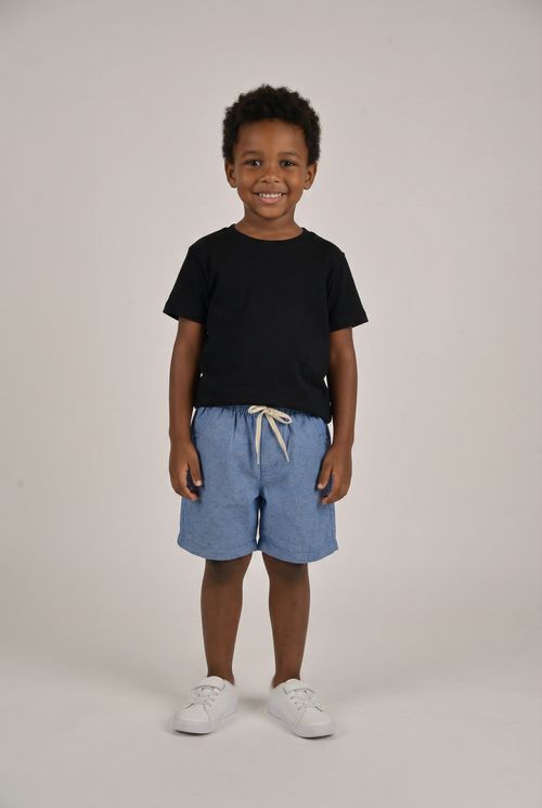 Bermuda Infantil Menino Azul Médio com Cadarço