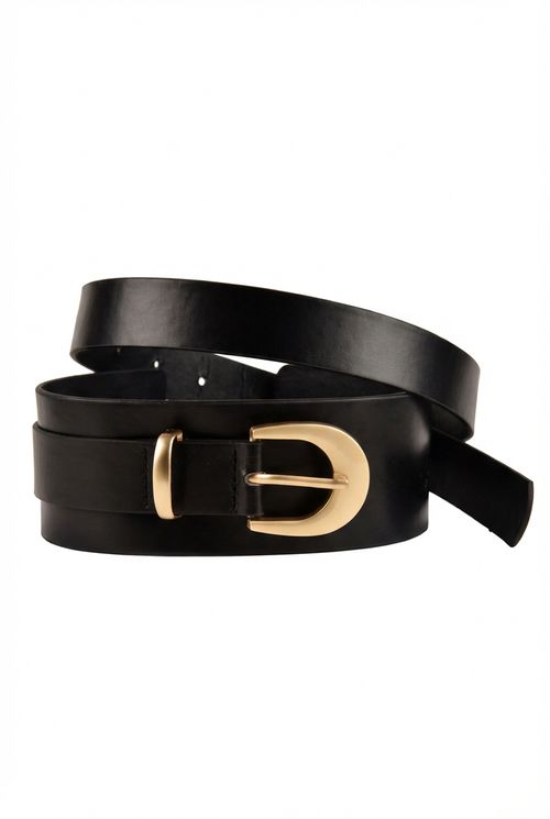 Cinto Feminino Preto Fivela Dourada