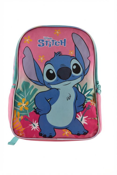 Mochila de Costas Infantil Menina Rosa Disney Stitch Tropical