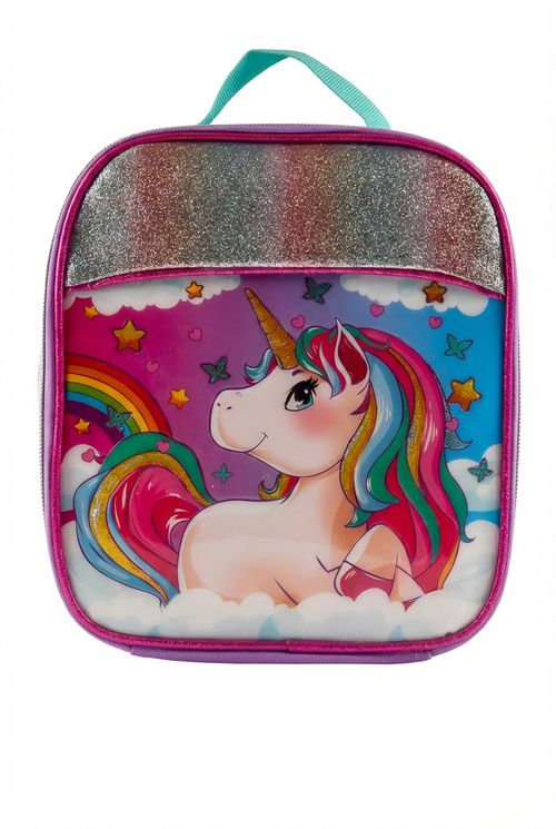 Mochila Infantil Menina Estampada Unicórnio Glitter Arco-Íris