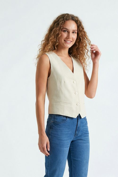 Colete Feminino Bege Claro