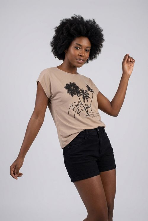 Blusa Feminina Bege Palm Paradise