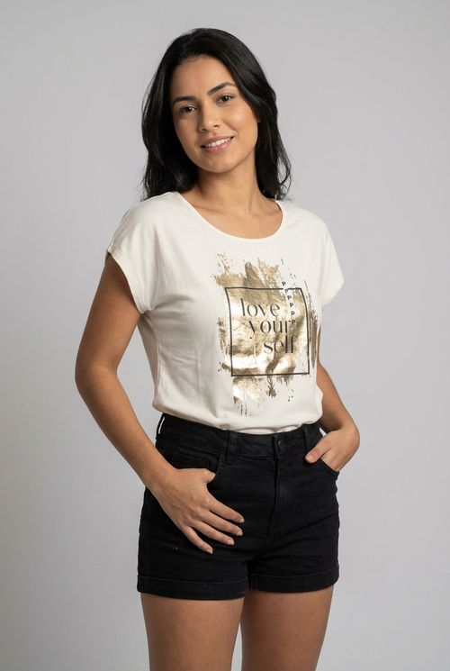 Blusa Feminina Off-White Love Yourself Dourada