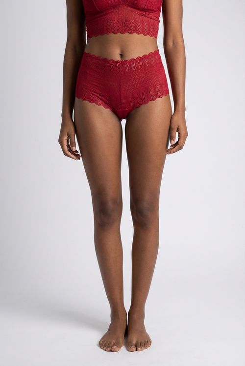 Calcinha Caleçon Feminina Vermelha Renda
