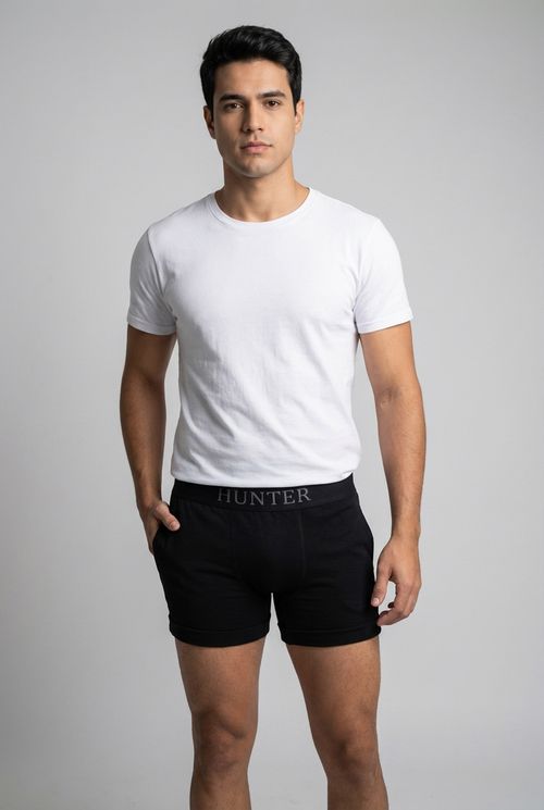 Cueca Boxer Masculina Preta Lisa