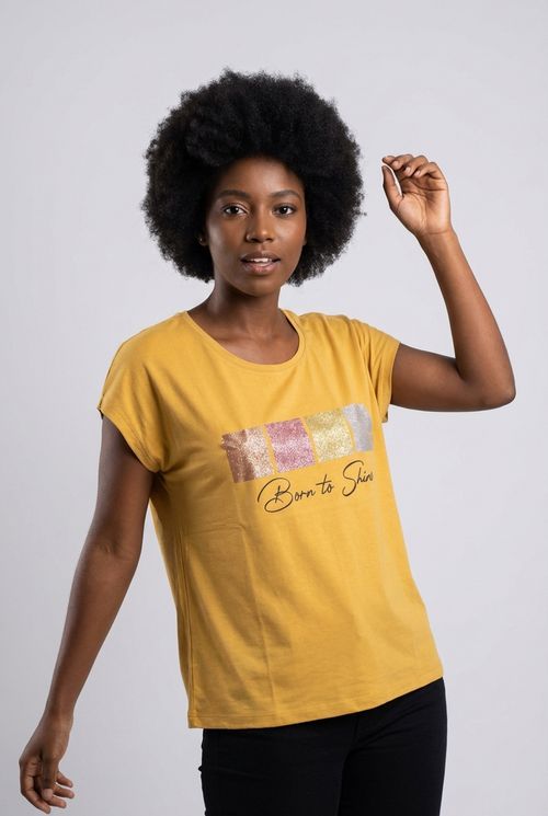 Blusa fpm promo m/c visco est loc amarel amarelo escuro
