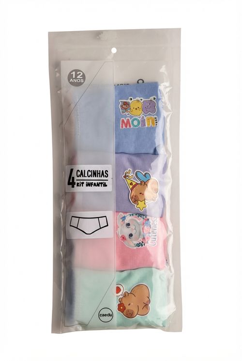 Kit 4 Calcinhas Infantil Menina Sortidas 12 Anos Bichinhos