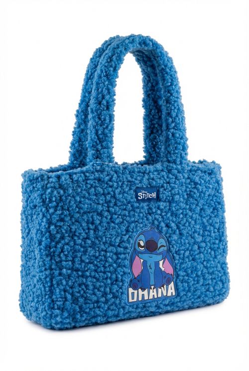 Bolsa Tote Infantil Menina Azul Claro Stitch Ohana Pelúcia