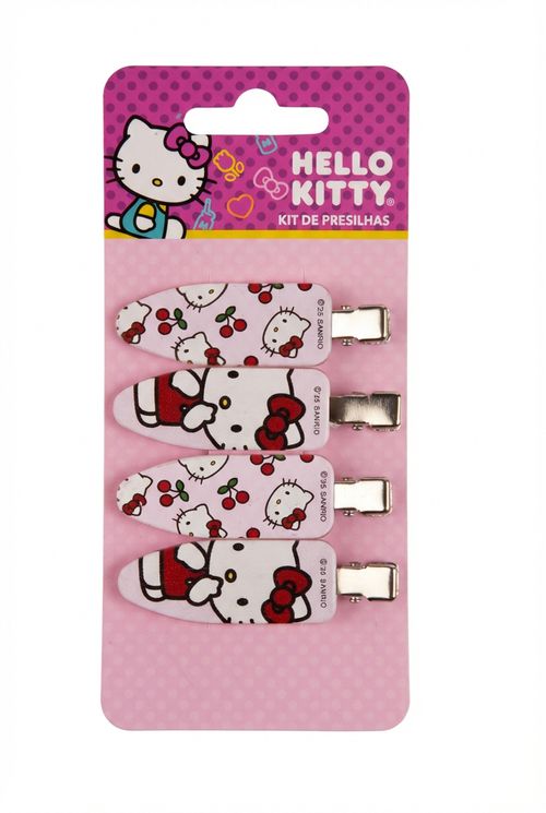 Kit de Presilhas Infantil Menina Multicor Hello Kitty Cerejas