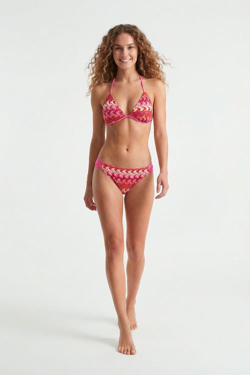 Calcinha Biquíni Triângulo Crochê Feminino Estampa Pôr do Sol