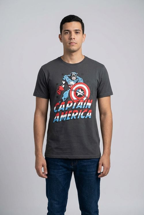 Camiseta Masculina Chumbo Capitão América Marvel