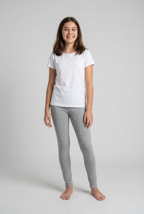 Calça Legging Juvenil Lisa Mescla Confortável