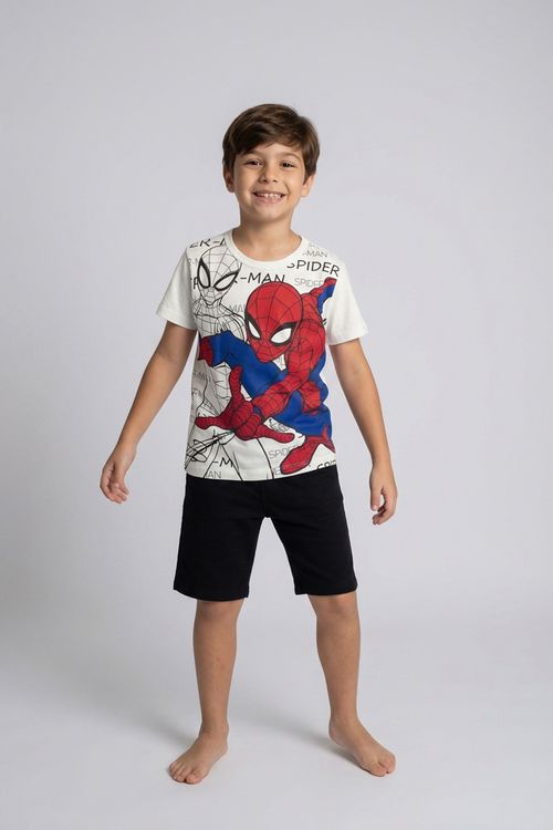 Camiseta Infantil Menino Off-White 4-10 Anos Homem-Aranha Ação