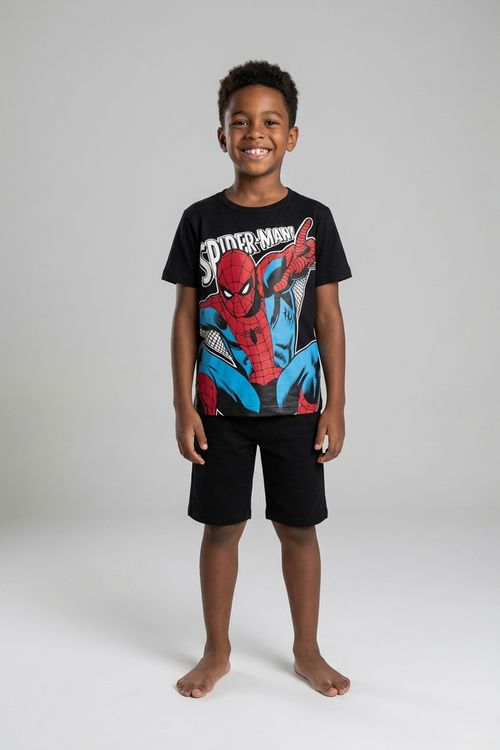 Camiseta Infantil Menino Preta Spider-Man Clássico