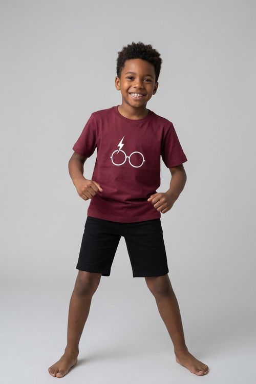 Blusa Infantil Vinho Óculos e Raio Harry Potter