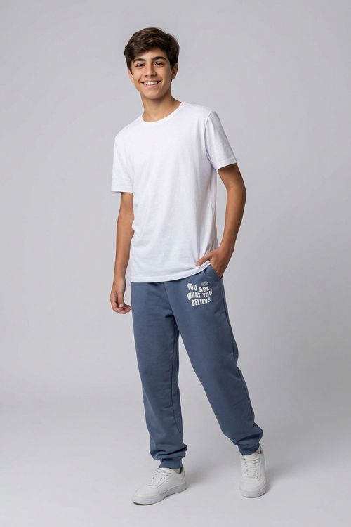 Calça Jogger Juvenil Azul Médio YOU ARE WHAT YOU BELIEVE