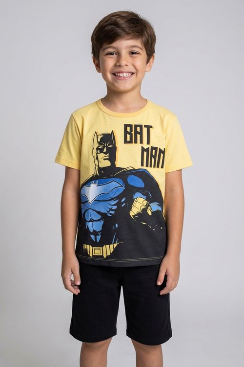 Camiseta Infantil Menino Amarela Estampa Batman