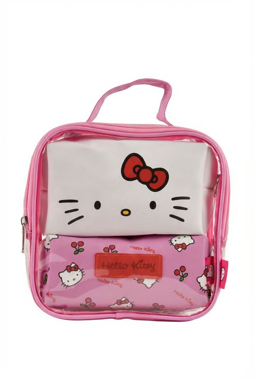 Kit Necessaire Infantil Menina Rosa Hello Kitty 3 Peças