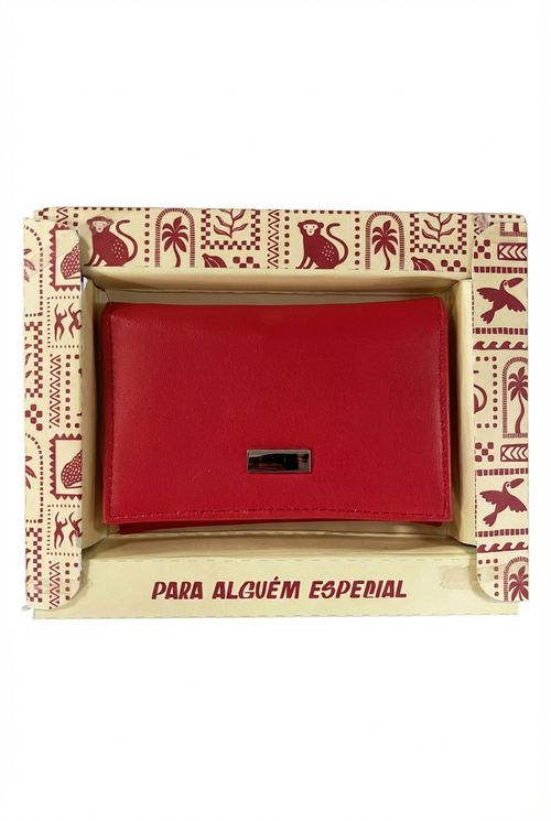 Carteira Feminina Vermelha com Aplicação Prateada