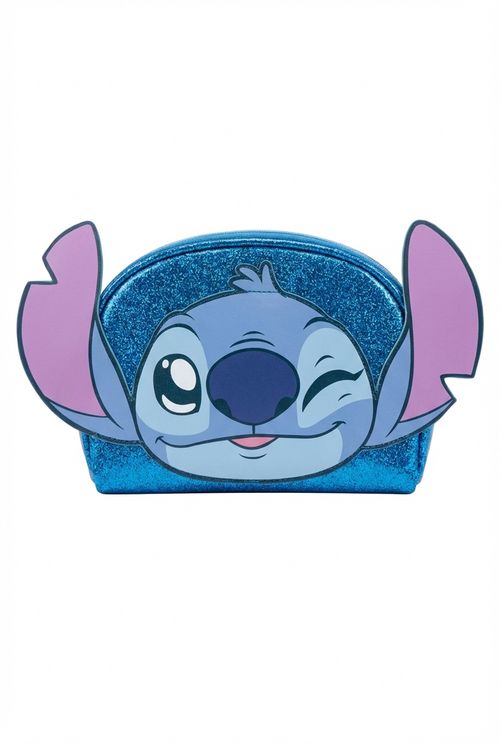 Necessaire Infantil Menina Azul Stitch 3D Glitter Piscando